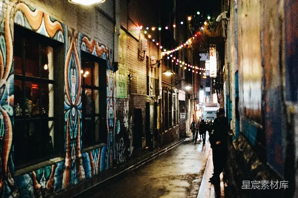 高清摄影 夜晚的涂鸦巷