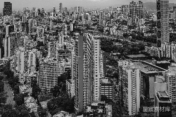 高清摄影 黑白城市全景