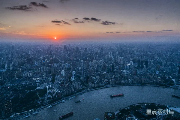 高清摄影 上海日落全景