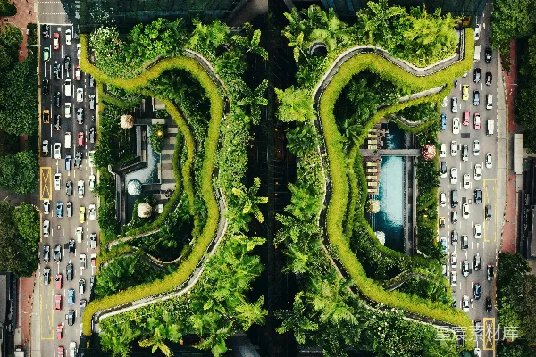 高清摄影 城市中的绿色漩涡
