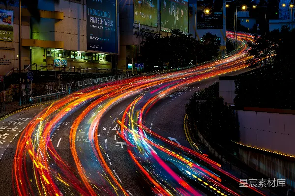 高清摄影 城市夜景中的光轨