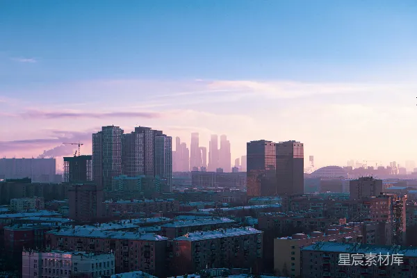 高清摄影 晨曦下的城市天际线