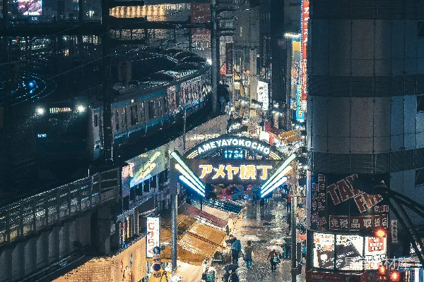 高清摄影 夜晚霓虹下的东京街头