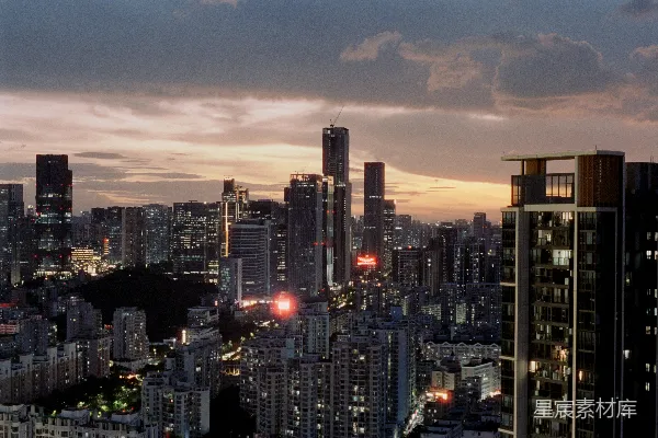 高清摄影 日落时分的城市天际线