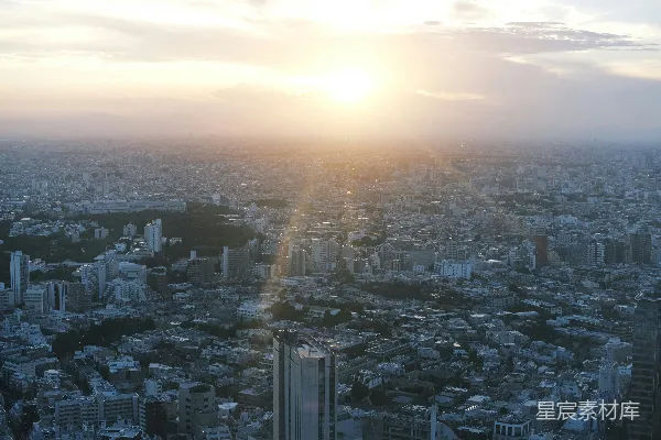 高清摄影 夕阳下的东京全景