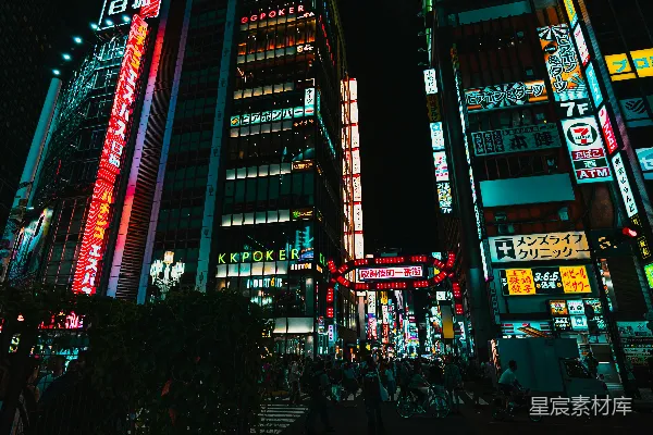 高清摄影 霓虹灯下的东京街头