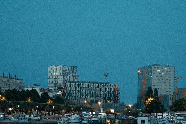 高清摄影 黄昏时的城市水岸