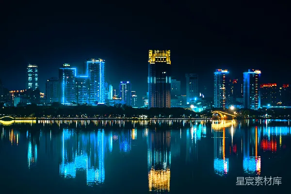 高清摄影 城市夜景倒影