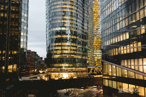 高清摄影 都市夜景中的现代建筑群
