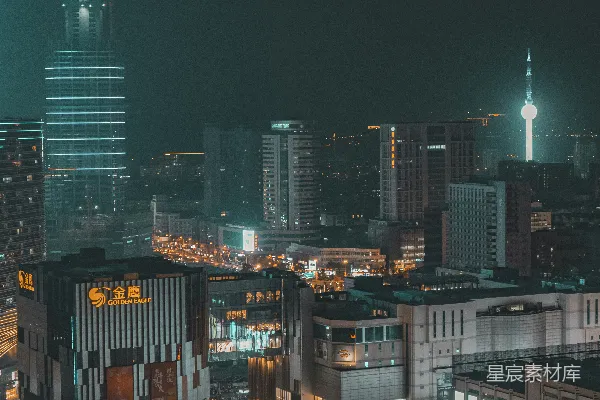 高清摄影 夜幕下的城市剪影