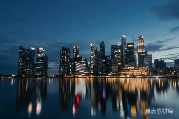 高清摄影 新加坡天际线夜景