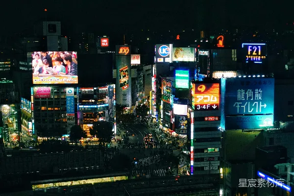 高清摄影 夜晚霓虹下的东京街头