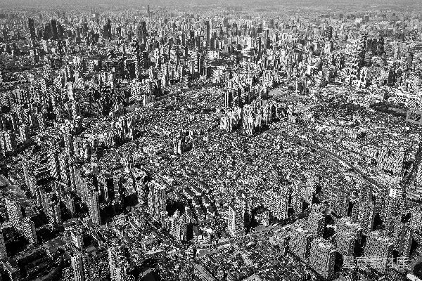 高清摄影 黑白城市俯瞰图