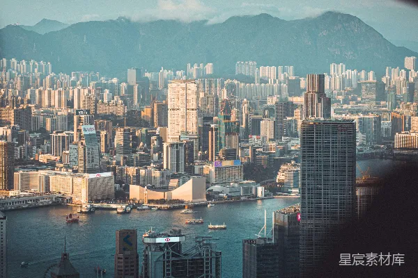 高清摄影 香港维多利亚港日落景色
