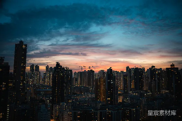 高清摄影 都市黄昏剪影