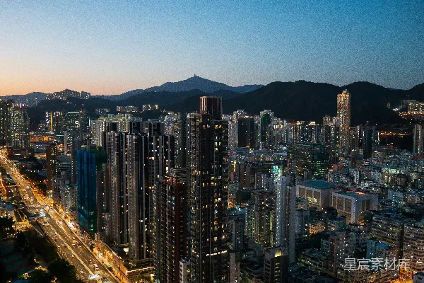 高清摄影 日落时的城市全景