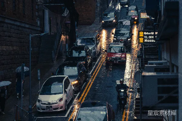高清摄影 雨中城市街景