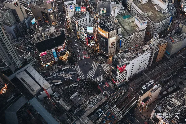 高清摄影 东京涩谷交叉路口俯瞰