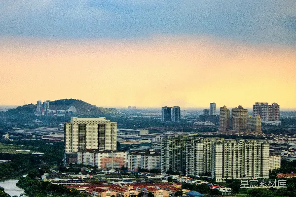 高清摄影 黄昏时分的城市全景