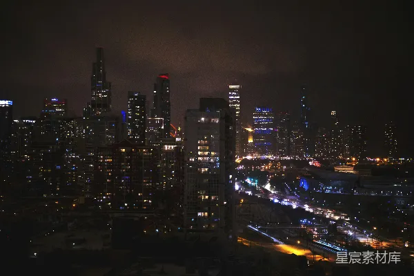 高清摄影 夜幕下的城市剪影
