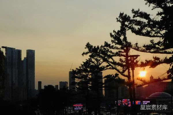 高清摄影 城市日落剪影