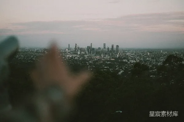 高清摄影 城市与森林的剪影