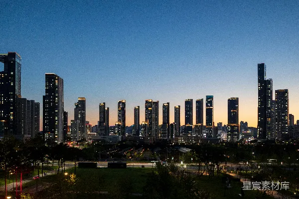 高清摄影 黄昏的城市天际线