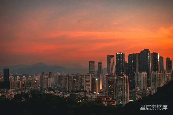 高清摄影 日落城市天际线
