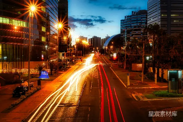 高清摄影 城市夜景中的光轨