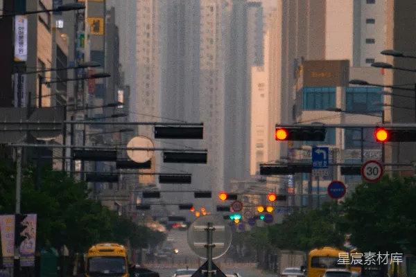 高清摄影 城市黄昏的街景