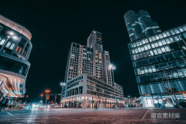 高清摄影 夜幕下的城市建筑群