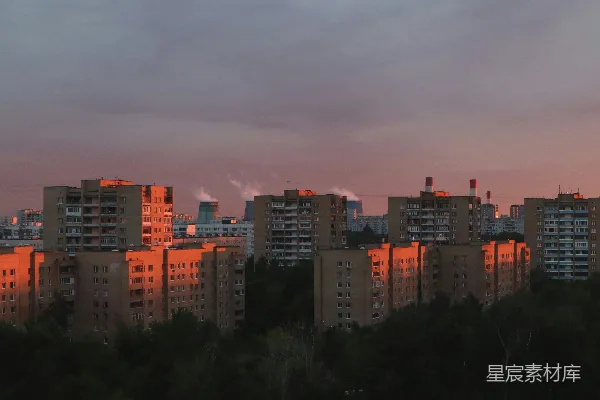高清摄影 夕阳下的城市轮廓