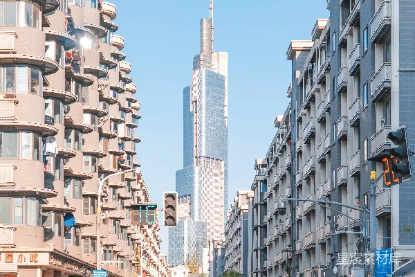高清摄影 城市中的一条街道