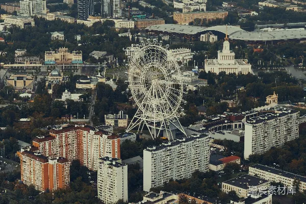 高清摄影 摩天轮与城市全景