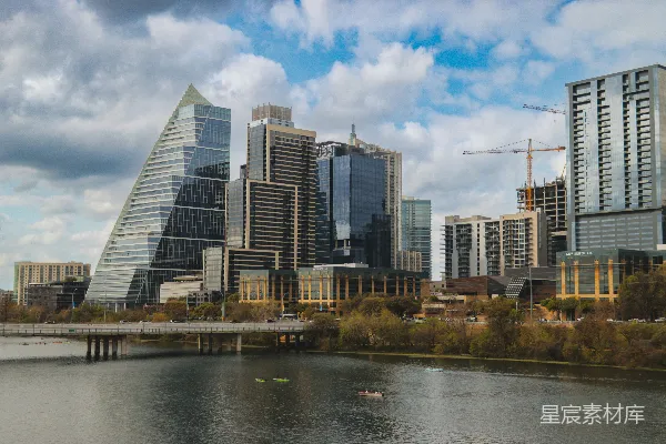 高清摄影 城市湖畔现代建筑景观