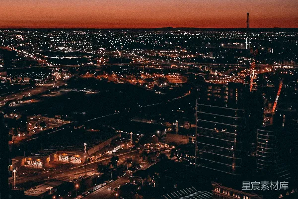 高清摄影 暮色下的城市夜景