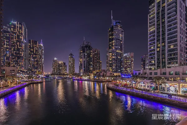 高清摄影 迪拜码头夜景