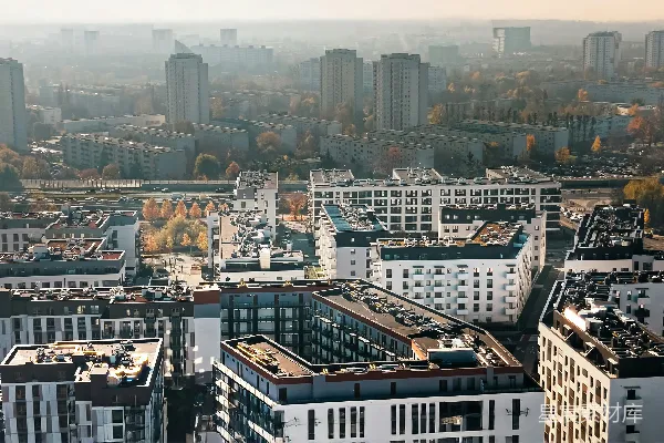 高清摄影 都市清晨俯瞰图