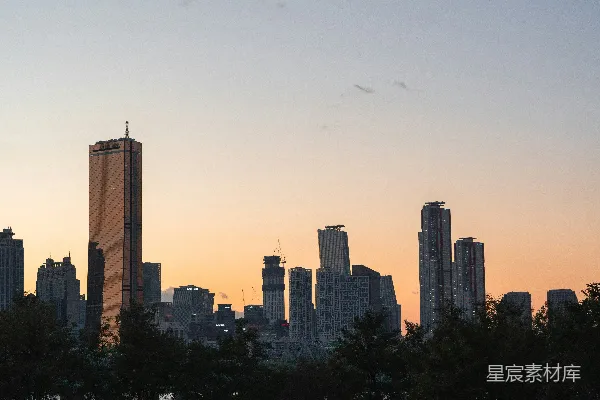 高清摄影 日落时的城市剪影