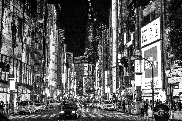 高清摄影 夜幕下的东京繁华街景