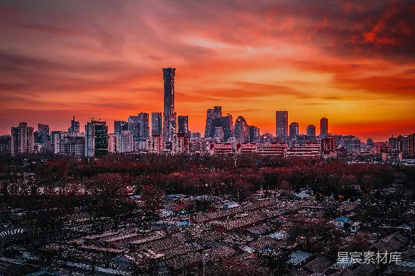 高清摄影 夕阳下的城市剪影