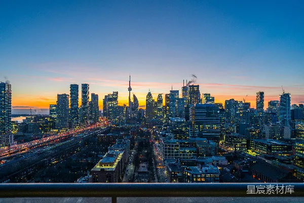 高清摄影 城市日落全景
