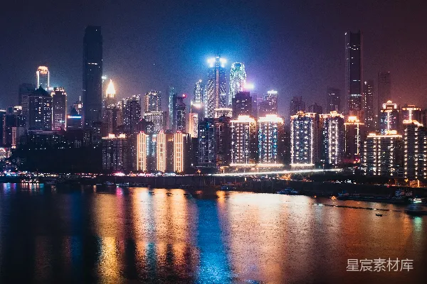 高清摄影 夜幕下的璀璨城市