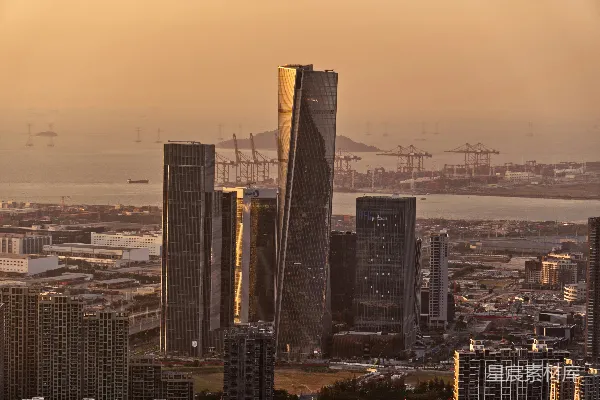 高清摄影 夕阳下的城市天际线