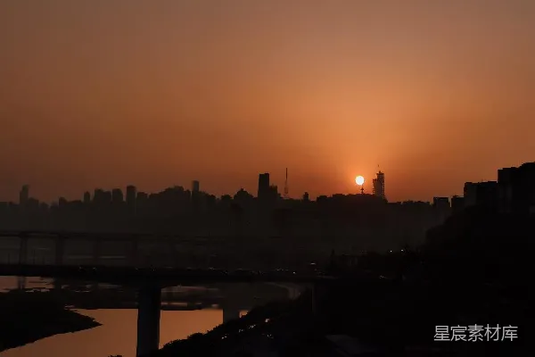元素素材 夕阳下的城市剪影