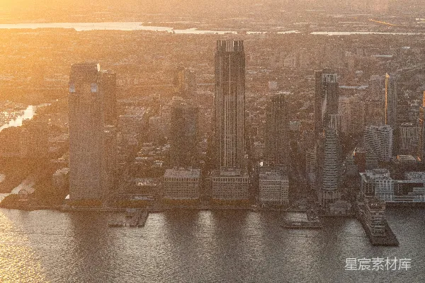 高清摄影 夕阳下的城市天际线