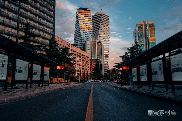 高清摄影 城市黄昏的宁静街道