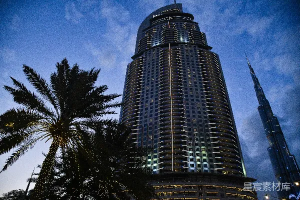 高清摄影 迪拜夜景下的摩天大楼