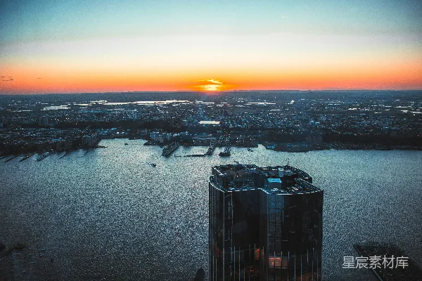 高清摄影 日落时的城市全景