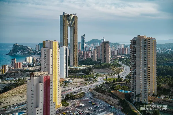 高清摄影 地中海沿岸的城市天际线